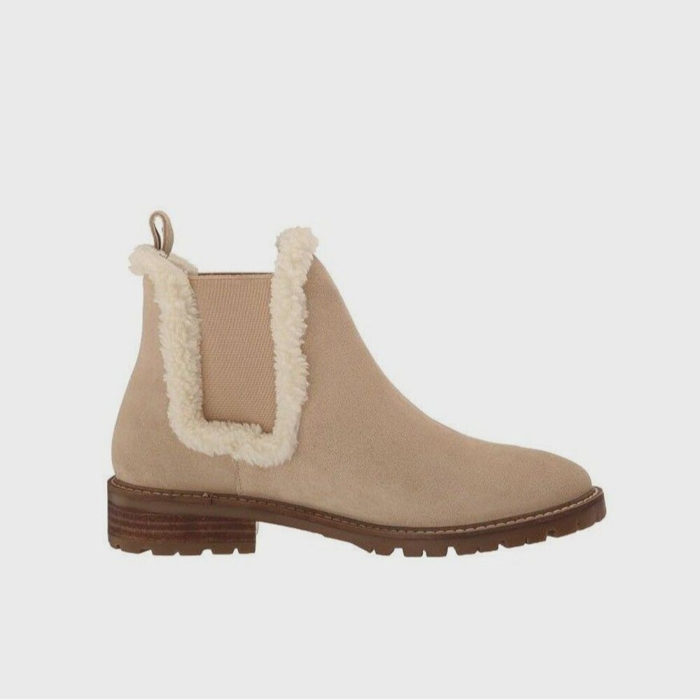 Steve Madden Womens 8 M Tan Suede Leopold Lined Pull On Ankle Booties NIB FZ4